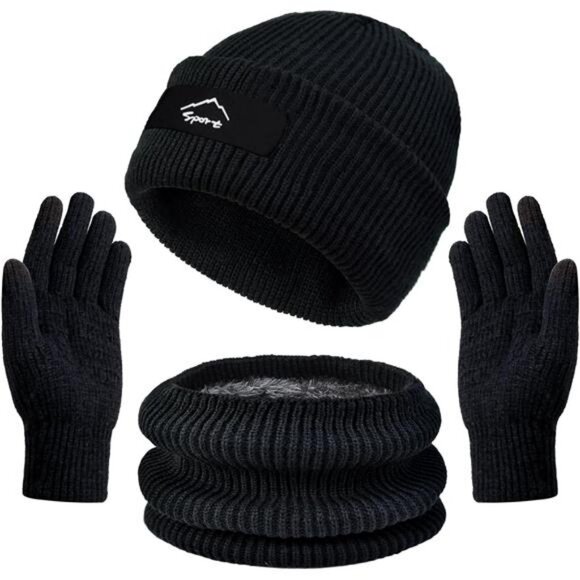 Winter Beanie Hats Scarf Gloves Set Thick Warm Slouchy  Winter Beanie Hats Scarf Gloves Set Slouchy Beanies Hat Knit Skull Cap Thick